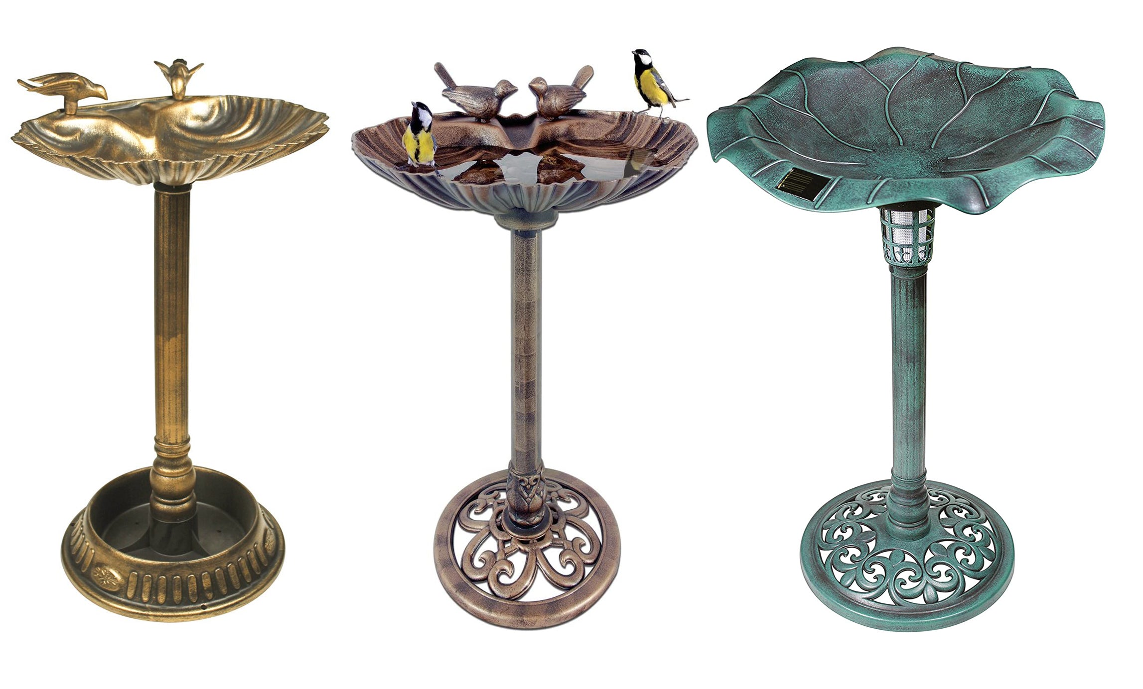 GardenKraft Clam Shell or Solar Lit Bird Bath With Stones or Base Planter Garden GardenKraft Clam Shell or Solar Lit Bird Bath With Stones or Base Planter Garden